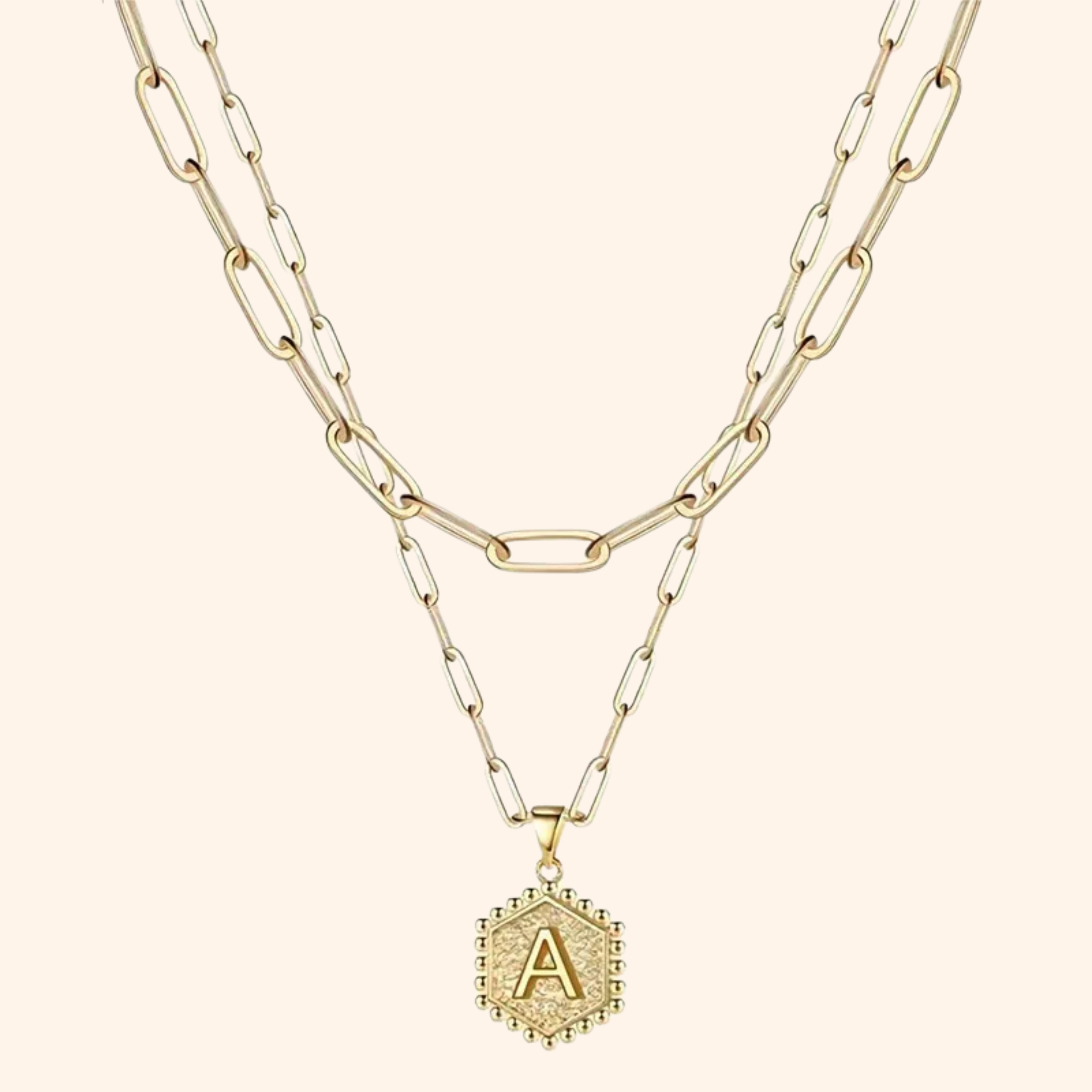 hot sale  18K gold color protection electroplating double-layer letter necklace female 26 English pendant wholesale