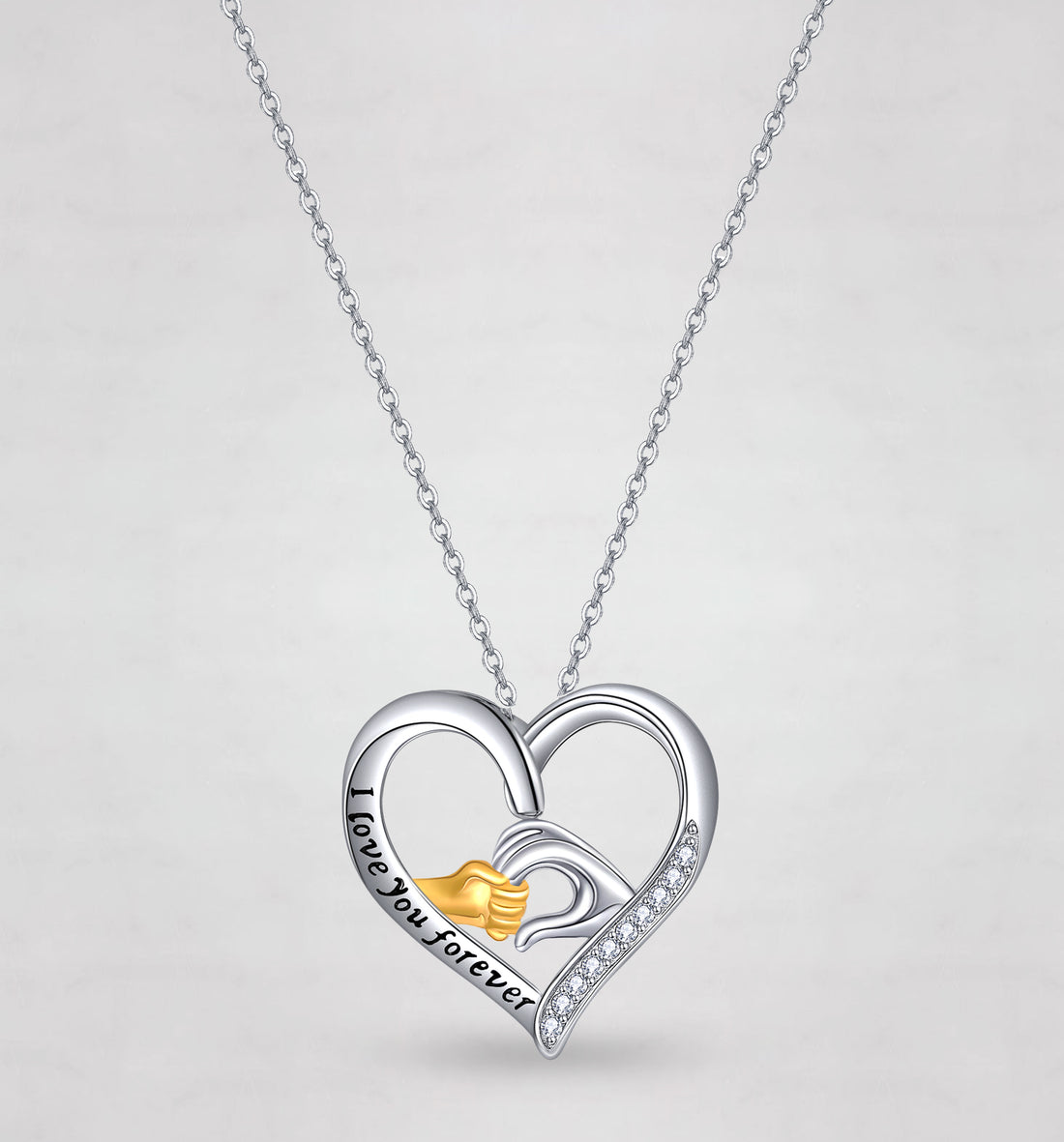 Sterling Silver Girls Embrace Horse Heart Pendant Necklace for Women Girls