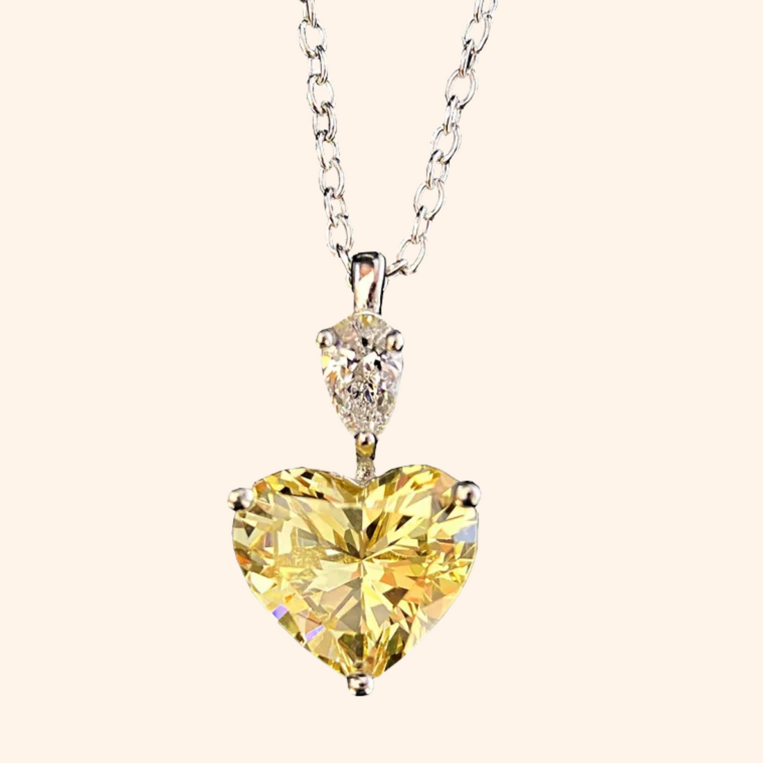 Copper Diamond Heart Crystal Necklaces